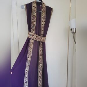 Elegant Purple Embroidered Maxi Dress